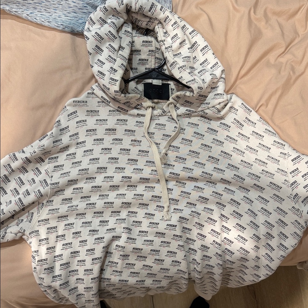 Gucci Beige and Black Logo Hoodie